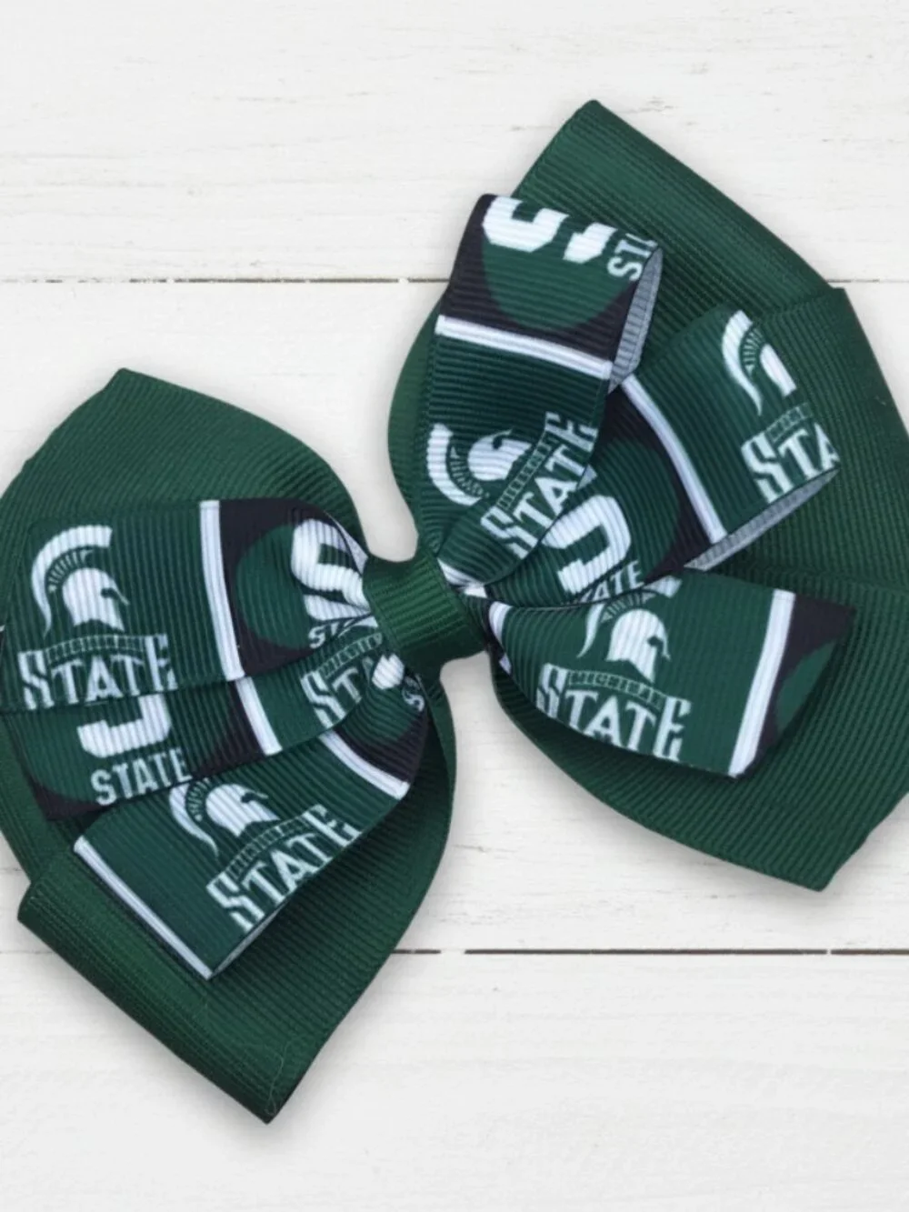 Michigan State Double Hair Bow, college, girl, Spartan